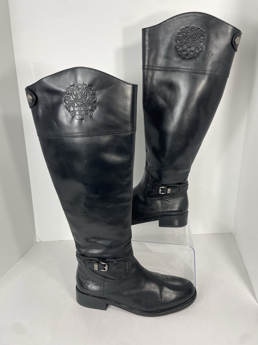 Vince Camuto Women's Leather "VC Kable" Calf Knee High Boots Black 7.5 M Riding